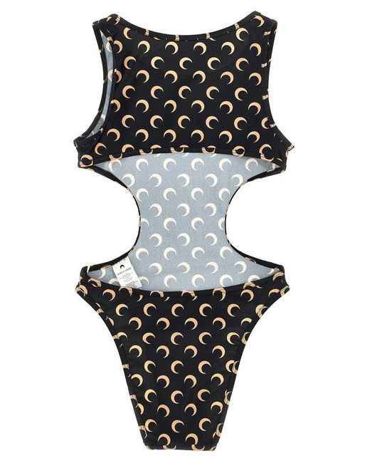 MARINE SERRE Black 'Active Jersey' One-Piece Swimsuit