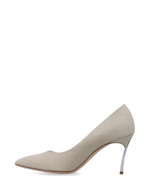 Casadei White Blade Pointed-Toe Pumps