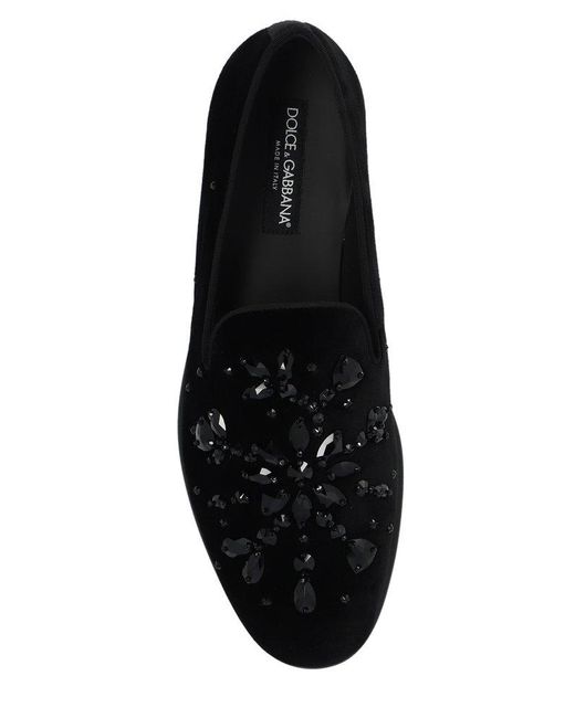 Dolce & Gabbana Black Milano Embellished Loafers for men