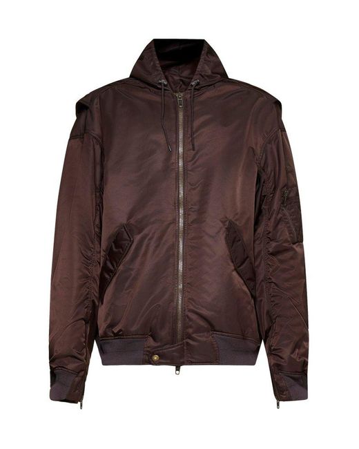 Balenciaga Brown Hooded Bomber Jacket for men