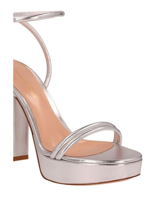 Gianvito Rossi White Ankle Strap Platform Sandals