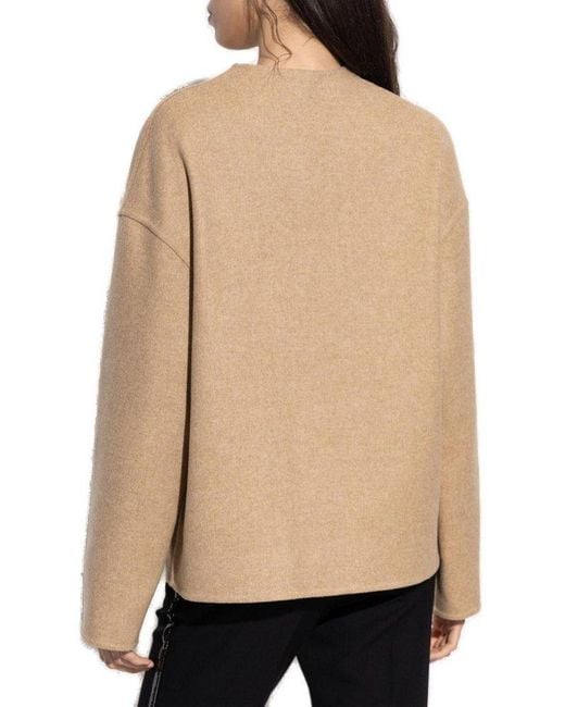 Versace Natural Crewneck Button-Up Jacket