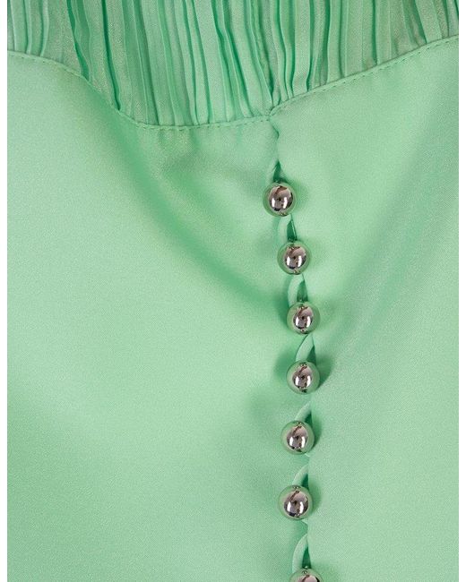 Lanvin Green Cascade Effect Short-sleeved Midi Dress
