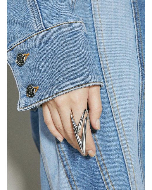 Mugler Blue V Shape Ring