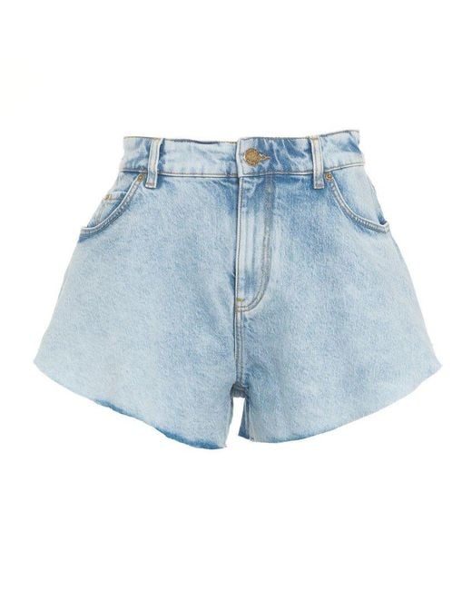 Pinko Blue Frayed Denim Shorts