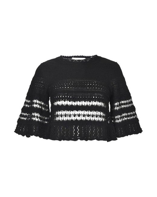 Isabel Marant Black Frizy Open-knitted Cropped Top