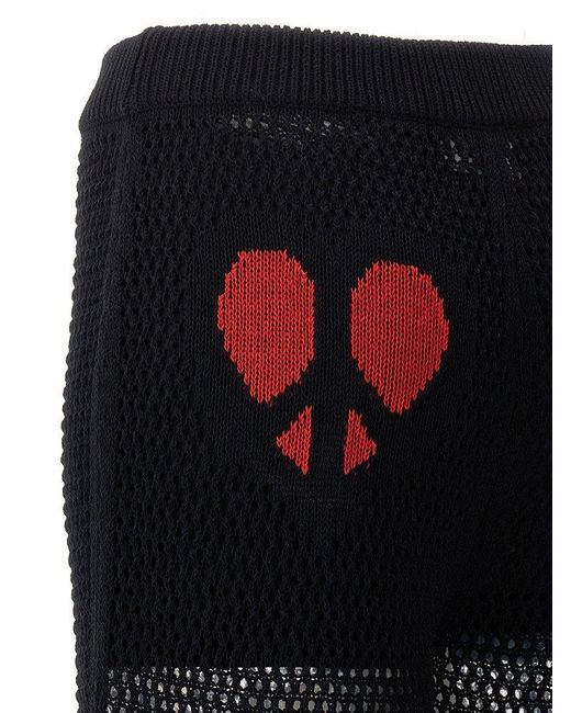 Moschino Black Jeans Heart Patch Crochet-knit Flared Trousers