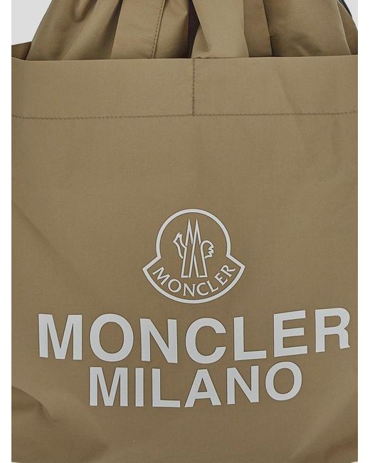 Moncler Green Logo Printed Drawstring Tote Bag