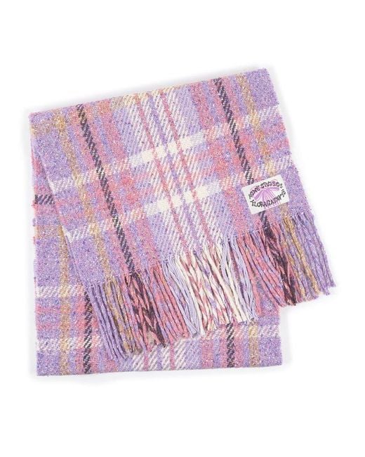 Acne Pink Checked Fringed Edge Scarf