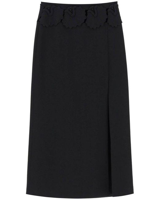 Valentino Black Embellished Midi Skirt