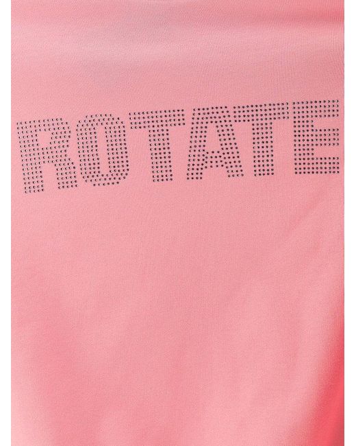 ROTATE BIRGER CHRISTENSEN Pink Crystal-logo Crewneck Sweatshirt