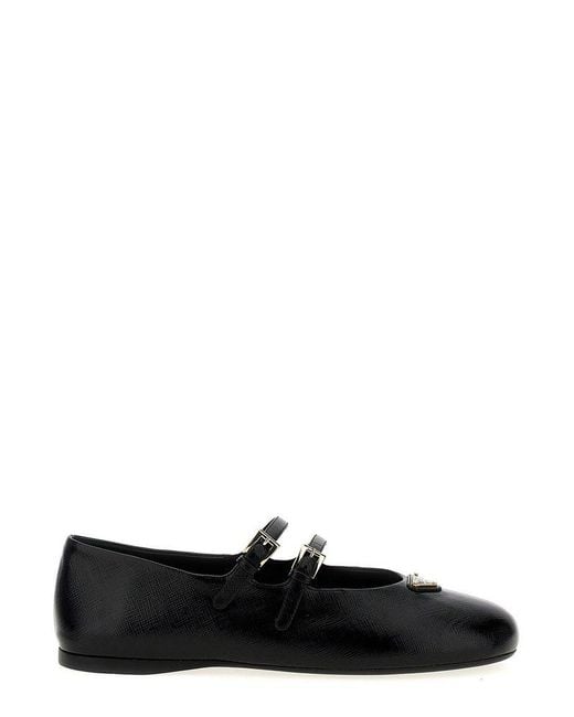 Prada Black Round-Toe Ballerina Shoes