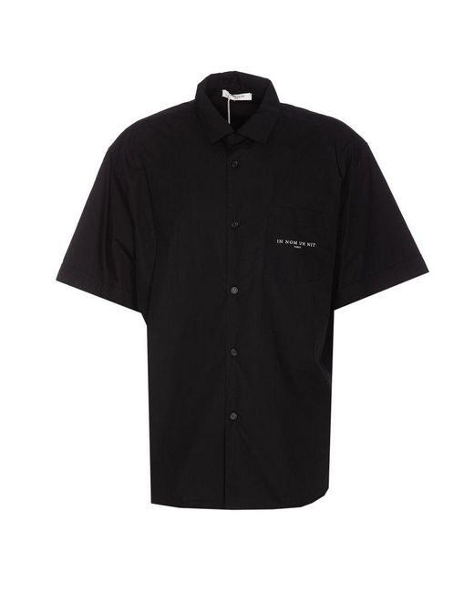 Ih Nom Uh Nit Black Logo Printed Short-sleeved Shirt for men