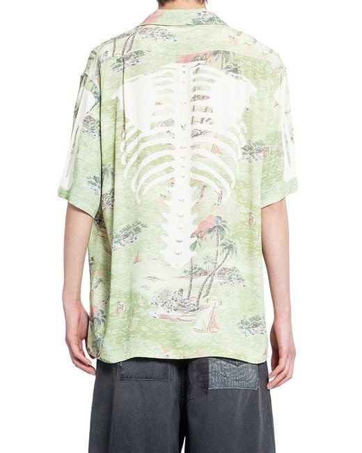 Kapital Multicolor Skeleton Printed Short Sleeved Shirt for men