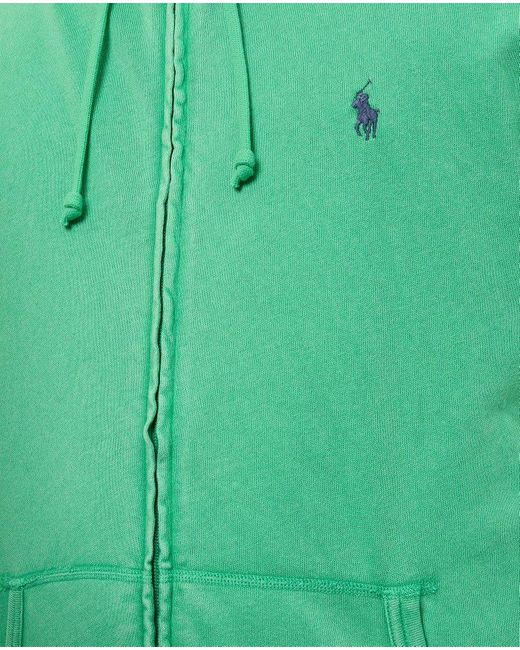 Polo Ralph Lauren Green Pony Embroidered Zipped Drawstring Hoodie for men