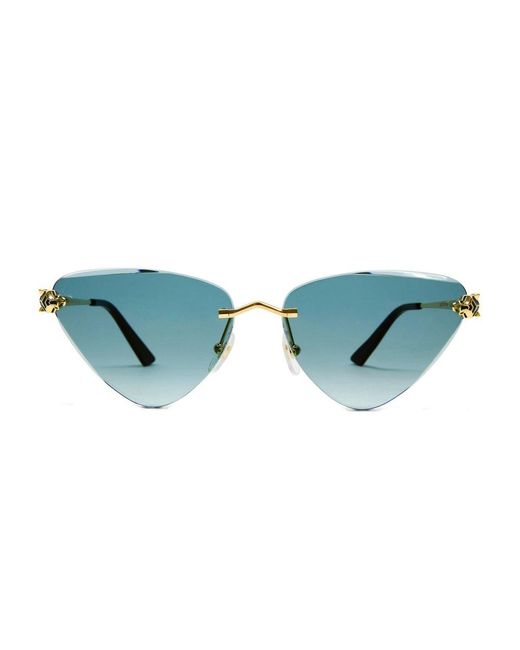 Cartier Blue Triangle Frameless Sunglasses