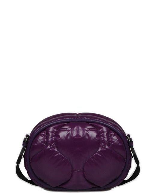 Moncler Purple Logo Patch Zip-up Shoulder Bag