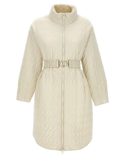 Twin Set White Belted Down Coat