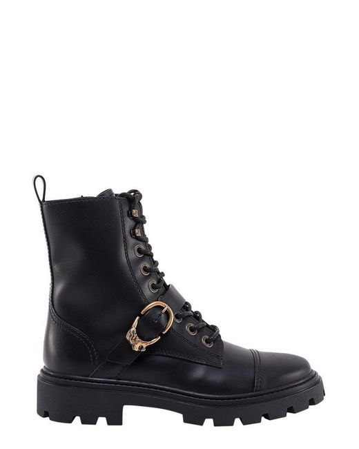 Tod's Black Buckle-detailed Lace-up Ankle Boots