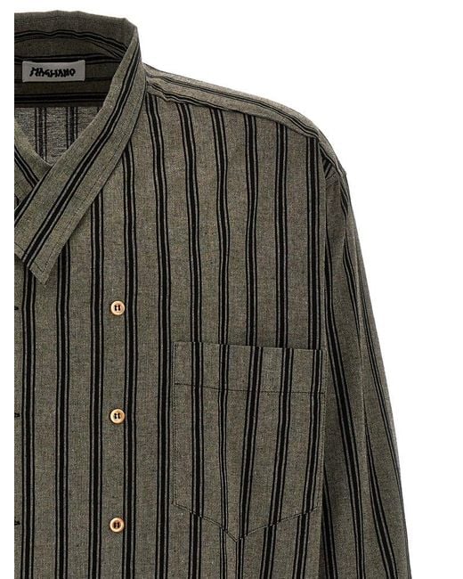 Magliano Gray Double Breasted Stripe Detailed Shirt for men
