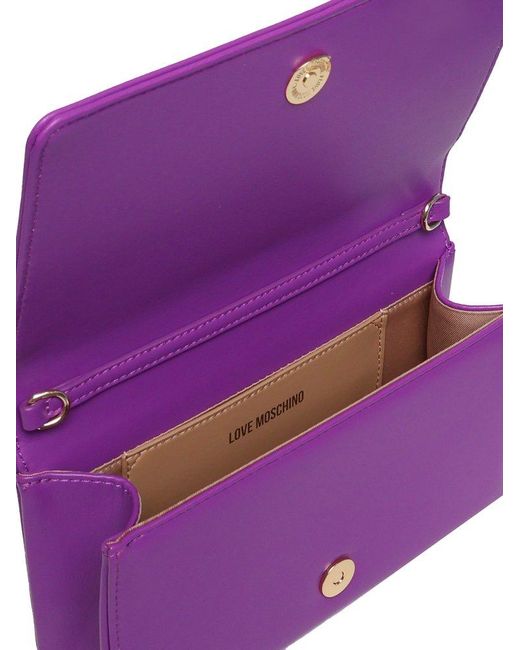 Love Moschino Purple Handheld Handbag With Chain Shoulder Strap