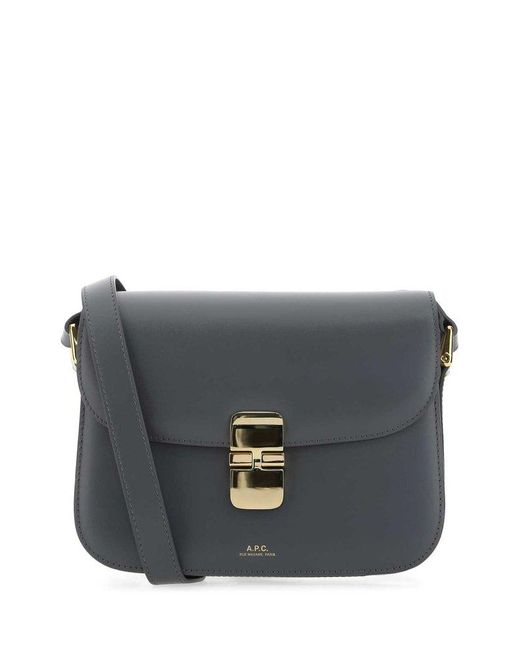 A.P.C. Gray Graphite Leather Small Grace Crossbody Bag
