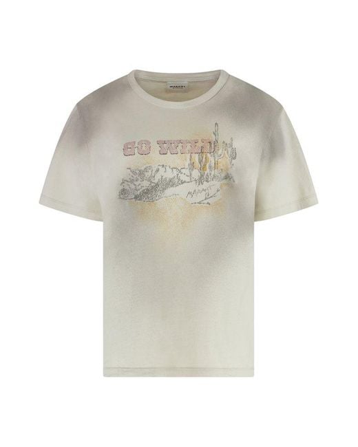 Isabel Marant White Pattern-Printed Crewneck T-Shirt