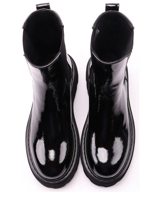 Casadei Black Round-toe Slip-on Boots