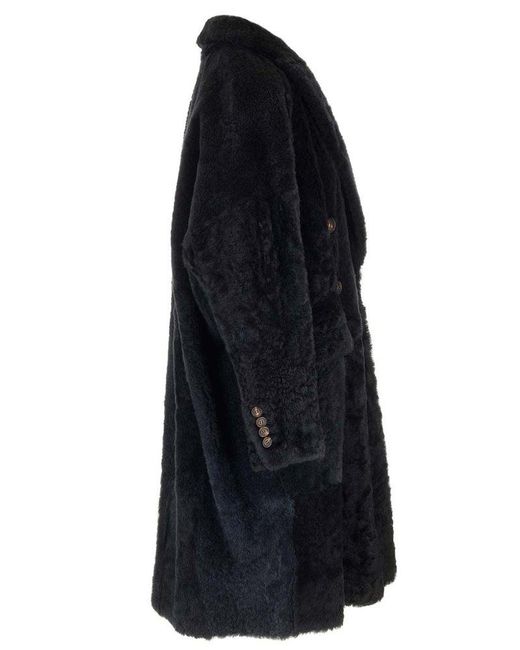Brunello Cucinelli Blue Shearling Coat Coats