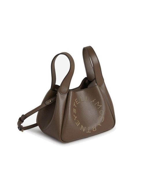Stella McCartney Brown Logo Embellished Mini Tote Bag