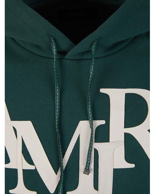 Amiri Green Cotton Hood Sweatshirt for men