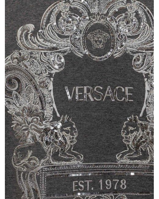 Versace Gray Cartouche T-shirt In Sequins for men