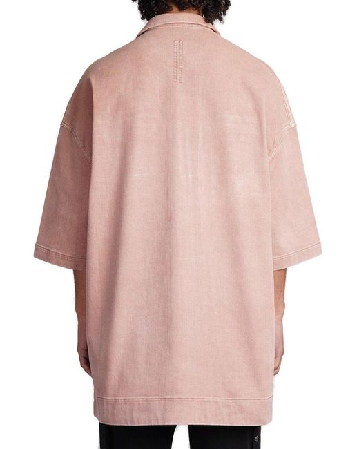 Rick Owens Pink Short-sleeved Oversized Shirt for men