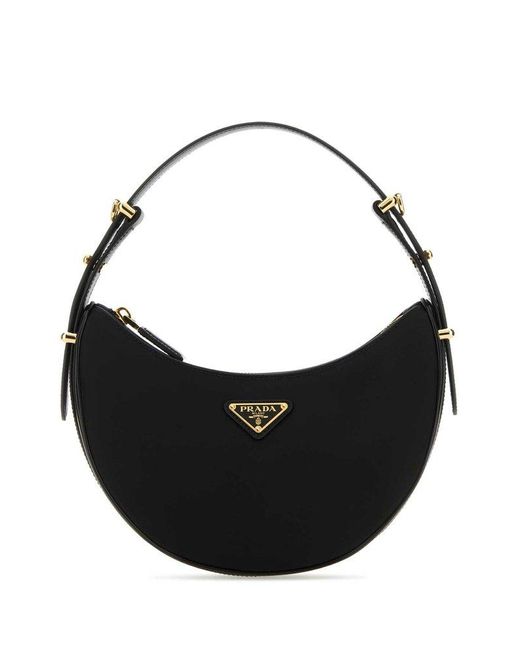 Prada Black Logo-plaque Zipped Handbag