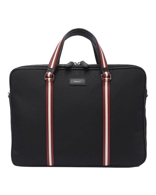 Bally Black Leather Briefcase Bag for men