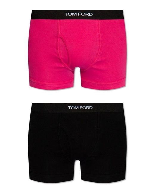 Tom Ford Pink Logo Waistband Pack Of 2 Boxers for men