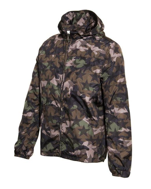 Valentino Gray Star Camouflage Print Hooded Jacket for men
