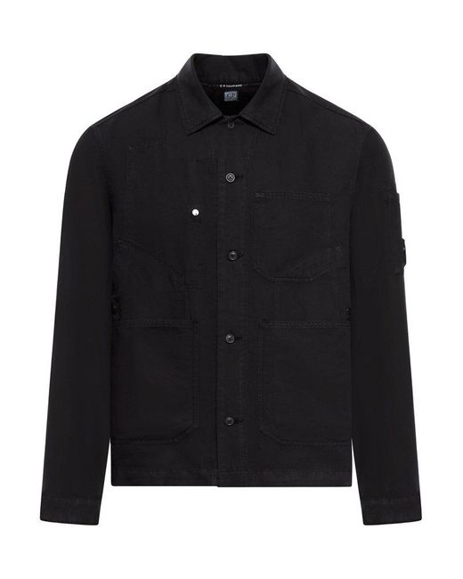 C P Company Black Overlapping Pocket Overshirt for men