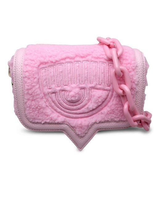 Chiara Ferragni Pink Eyelike-motif Teddy Shoulder Bag