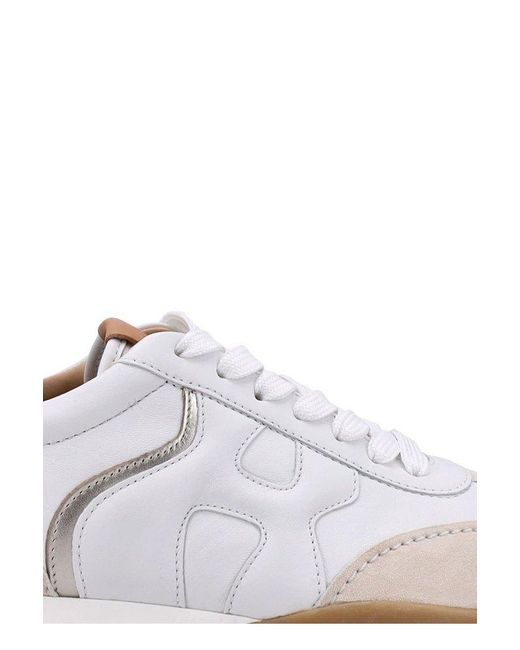 Hogan White Logo Detailed Lace-up Sneakers