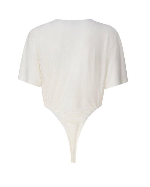 Pinko White Short-sleeved Bodysuit