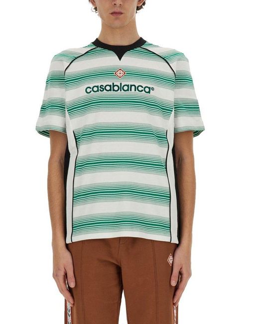 Casablancabrand Green Gradient Stripe Panelled T-shirt for men