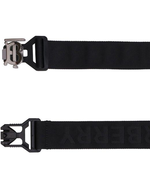 Burberry Black Fabric Belt With Logo for men