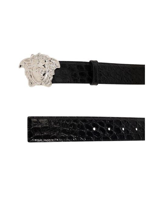 Versace Black Leather Belt, for men