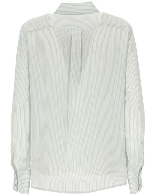 Max Mara Studio White Striped Long-sleeved Shirt