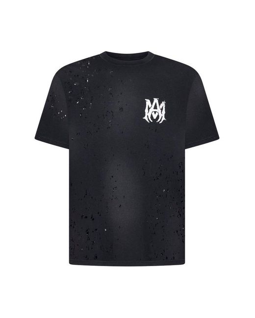 Amiri Black Logo Printed Crewneck T-Shirt for men