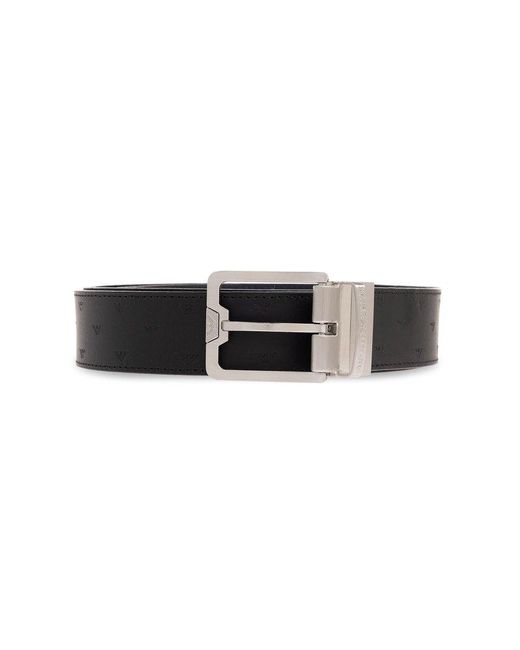 Emporio Armani Black Leather Belt, for men