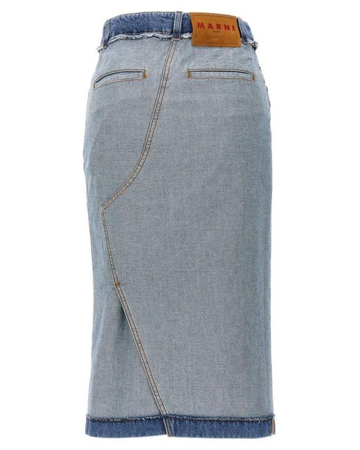 Marni Blue Denim Midi Skirt