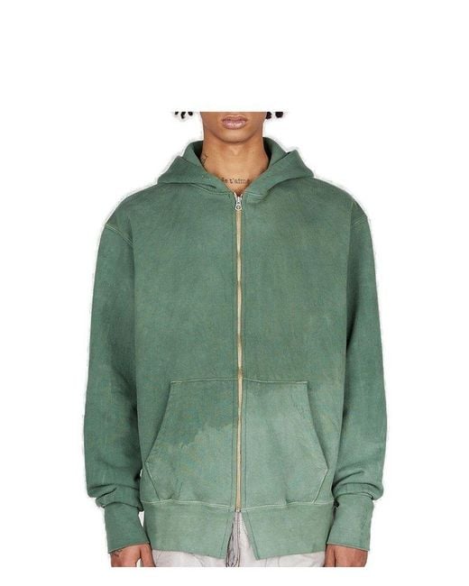 NOTSONORMAL Green Splashed Zip-Up Hoodie