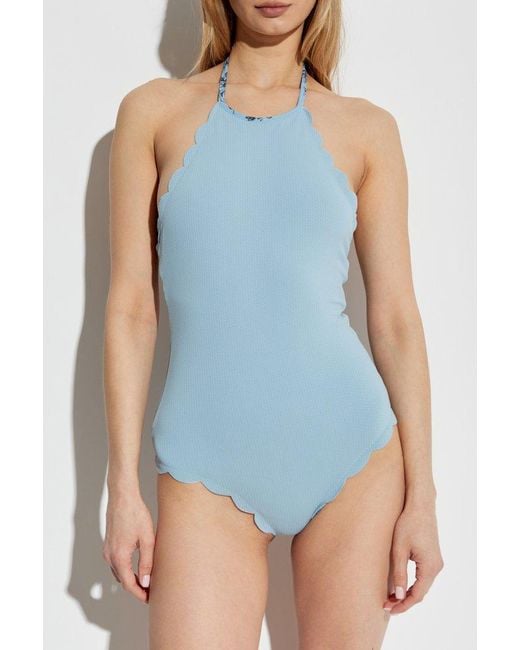 Marysia Swim Blue Scalloped Edge Activewear